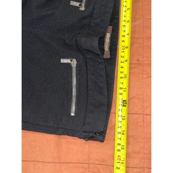 Roberto Cavalli Womens Black Skinny Pants With Zipper Pockets Size 8 - Picture 7 of 12